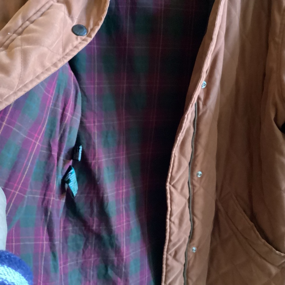 Lauren Ralph Lauren Lined Barn Coat Suede Trim Ladies Petite Size 12P - Picture 4 of 7